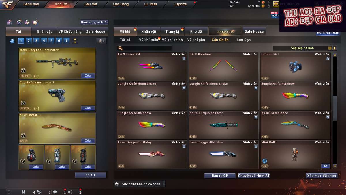 shop acc cf uy tin gia re